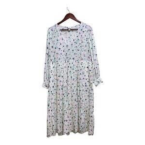 A NEW DAY CREAM LONG SLEEVE MIDI DRESS Size Medium with pockets
